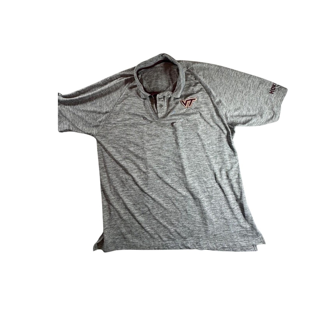 Colosseum VT Hokies Gray‎ Heathered Polo Shirt XL